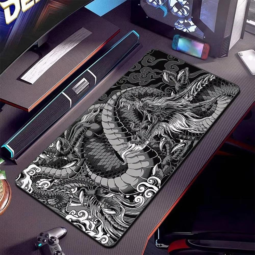 Green Chinese Dragon Gaming Mouse Pad Waterproof Nonslip Large Desk Mat