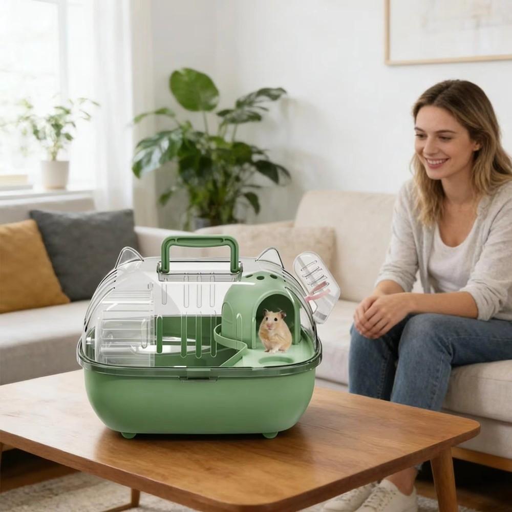 Transparent Cover Hamster Carrier Box Large Space Hamster Habitat Travel Hamster Cage  Car Outing