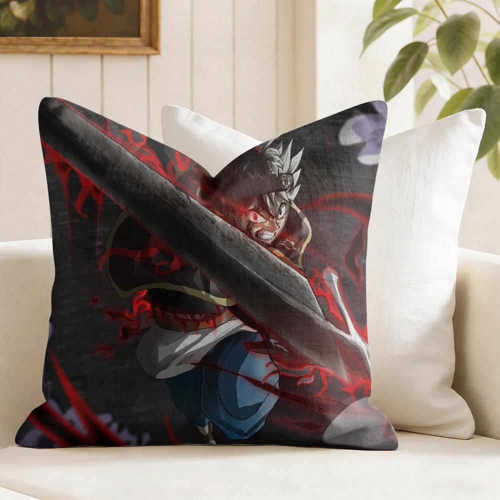 Cartoon Black CClover Cushion Cover Eco Linen Pillow Case DoubleSided Print Breathable Durable Zipper Home Decor Gift