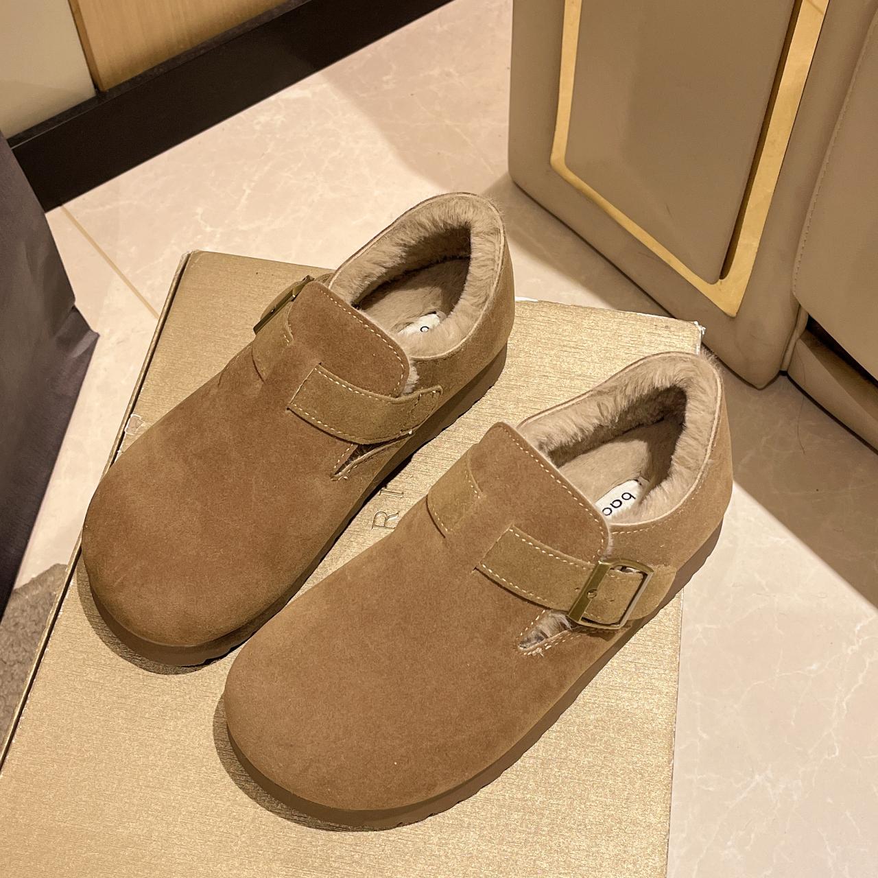 

Полностью утепленные Birkenstocks, новые осенне-зимние плюшевые хлопковые туфли, утолщенные теплые снегоступы 35 хаки