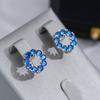 Blue Natural Zircon English Earrings For Women Trendy  Rose Gold Color Simple Round Shape Romantic Daily Jewelry