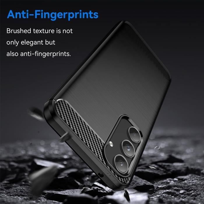 Coque de protection - Samsung - Galaxy S24 - Silicone Noir - 2 Verres Trempés - Traits Acier