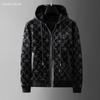 2024 Winter European High-End Men's Suede Print Hooded Cotton Jacket - Casual Warm Coat