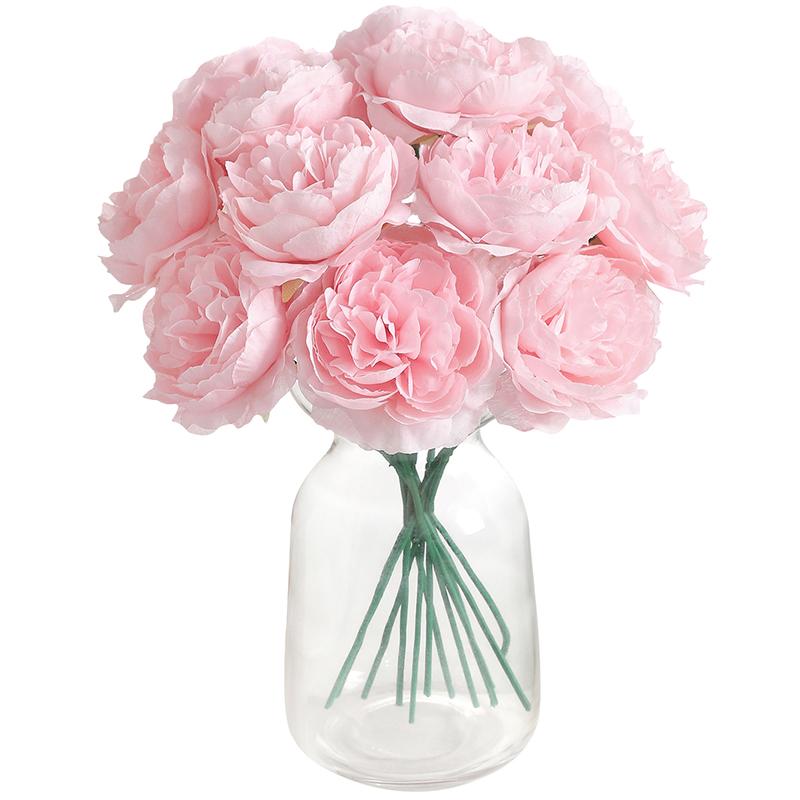 20CM 6Pcs Artificial Silk Blue Peony Flowers With Stems Fake Peony Bouquet  for Home Wedding Decoration Office Desks Ornament