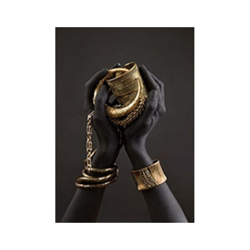 Black Hand With Gold Bracelet Painting On Canvas Modern African Posters Prints Wall Art Pictures for Living Room Home Decor