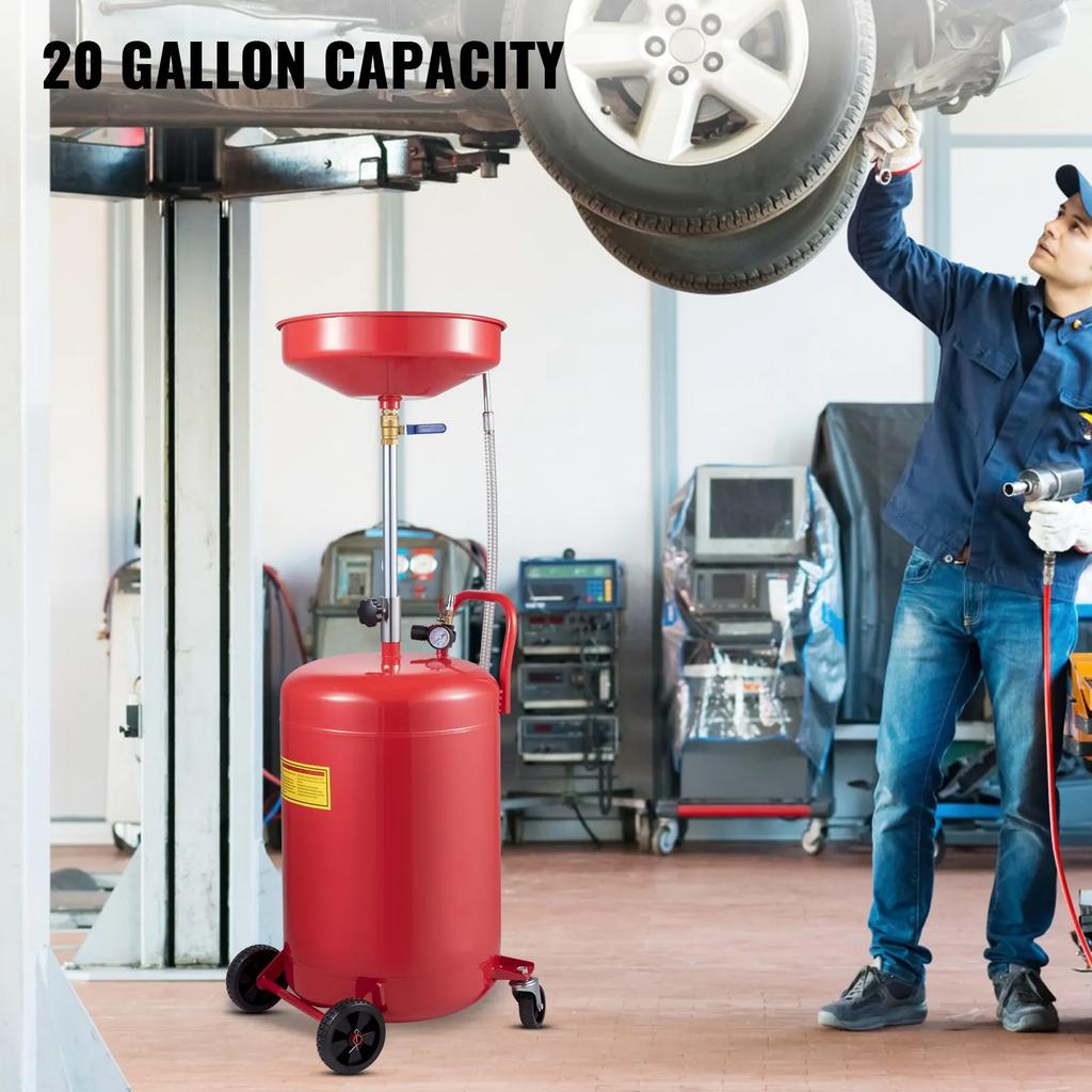 VEVOR Waste Oil Drain Tank 80 L Portable Oil Drain Air Operated Drainer Oil Change, Oil Drain Container