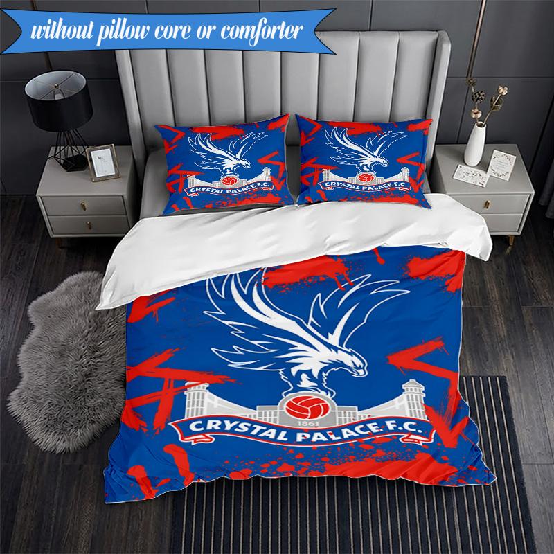 3PCS Crystal Fc Crest Printed Soft Bedding Set,Including 1pc Duvet Cover And 2pcs Pillowcases Perfect for Bedroom, Dormitory, Fan gift