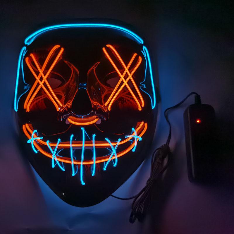 Black Ghost LED Sound-Control Mask - Luminous V Shape Halloween Prop
