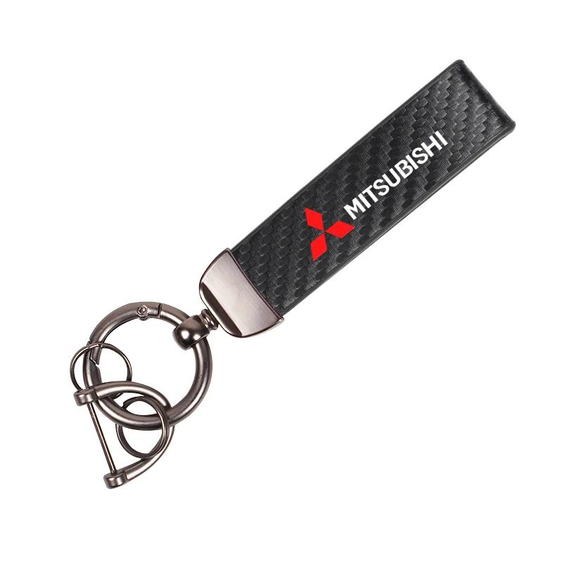 for Car Exquisite Carbon Fiber Keychain Auto Styling Custom Key Ring Mitsubishi Colt I200 Outlander Pajero Lancer Triton Jinxuan