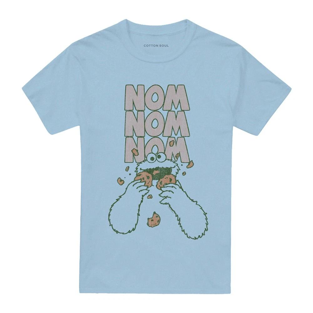 Sesame Street Nom Nom 100% Cotton T-shirt Mens Tees Top S-3XL, Light Blue S