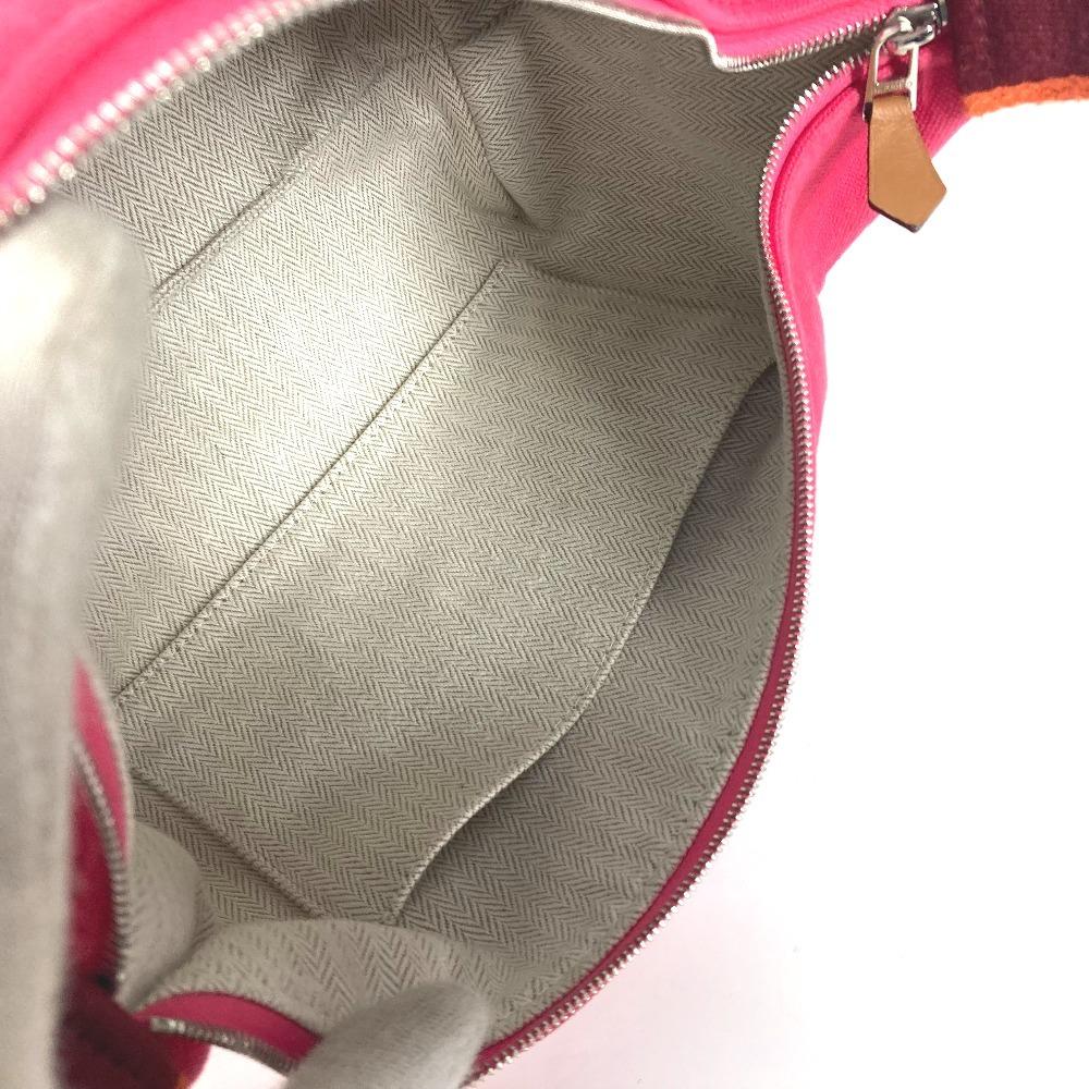 HERMES Brida Black PM Pouch bag vanity bag Hand Bag Canvas hibiscus pink