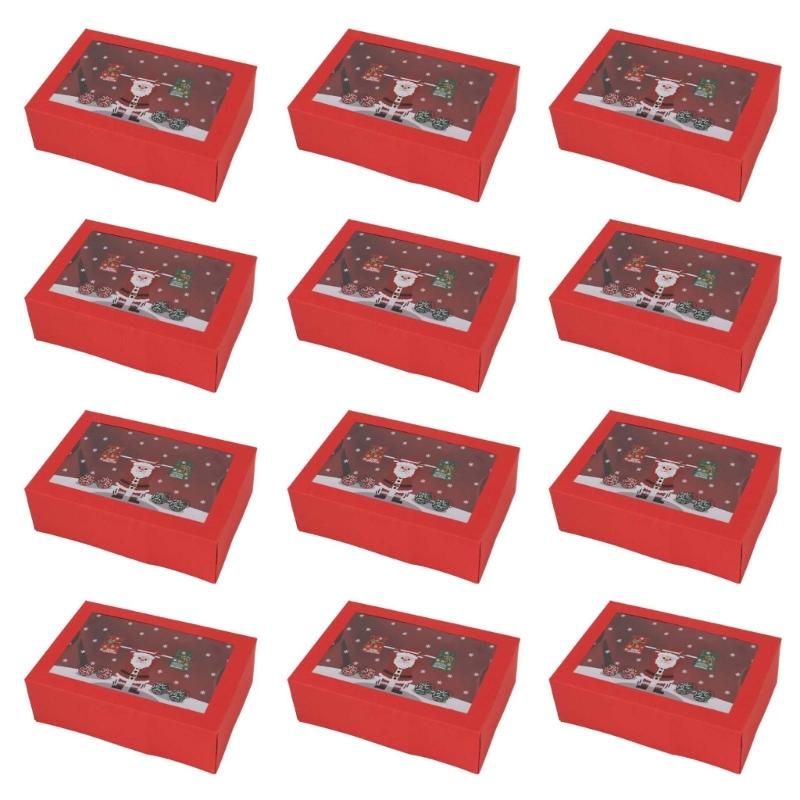 12 Pcs Christmas Cookie Boxes Holiday Gifts Baking Box Food Treat Container