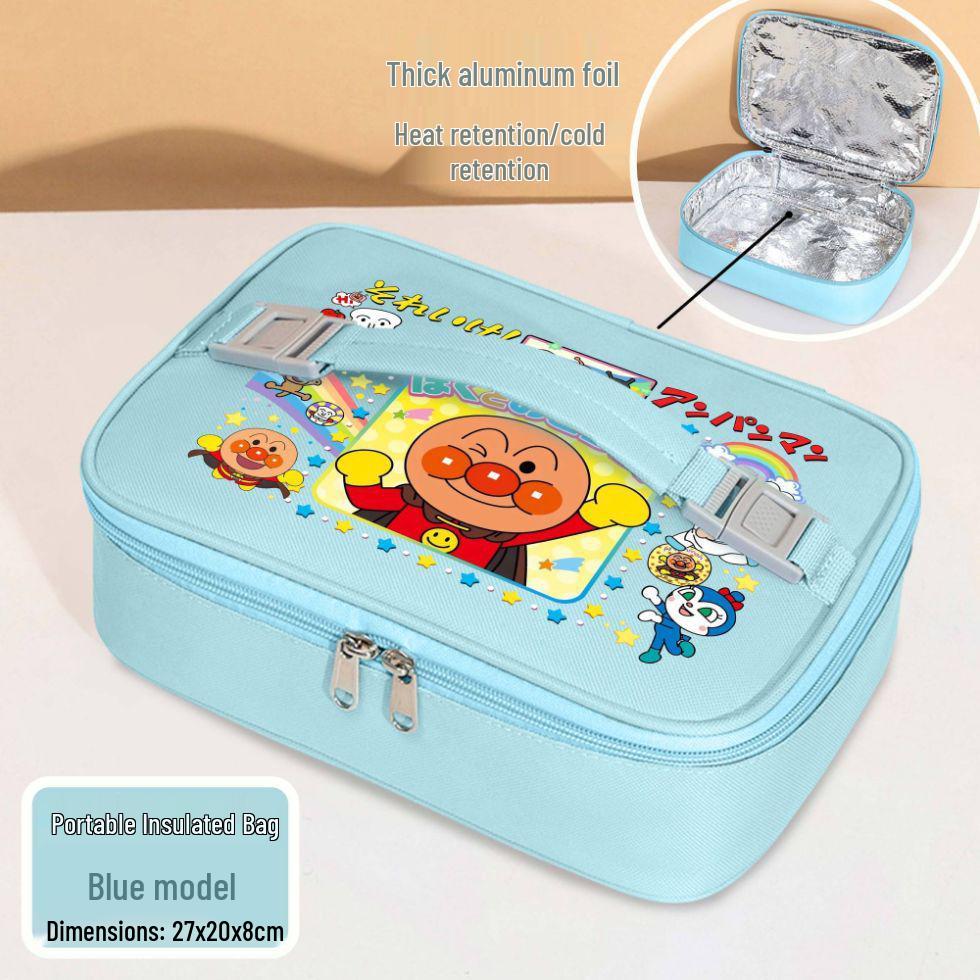 Anpanman & Baikinman Insulated Lunch Bag - Cartoon Design, Thick & Portable for Students/Work