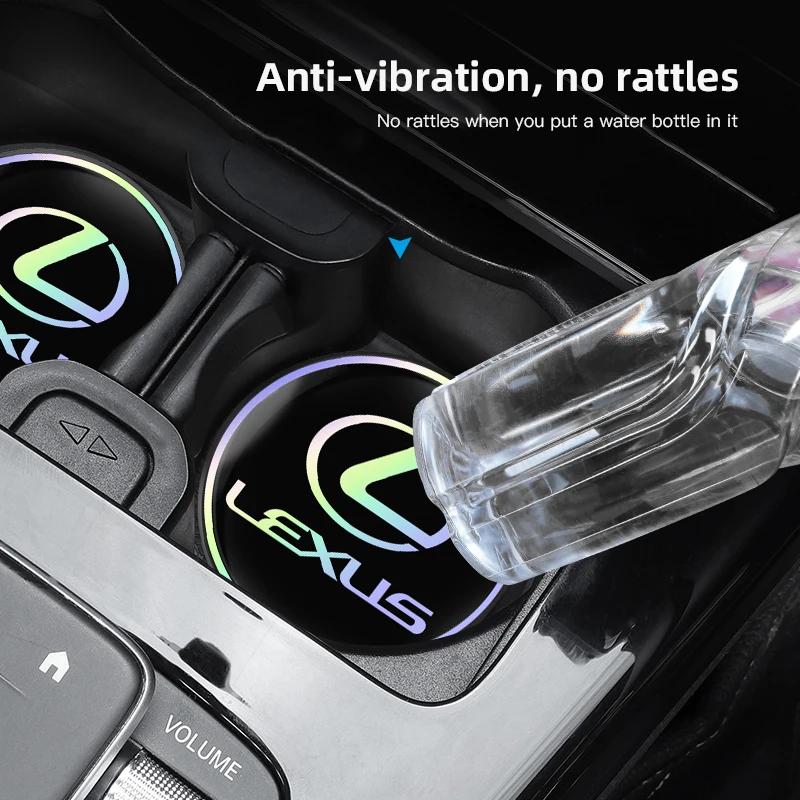 WQB1 2Pcs Car Water Cup Mat Auto Interior Storage Pad Accessories For Lexus F SPORT ES RX NX LS UX LM LX GX LC RZ IS CT GS RC HS LBX