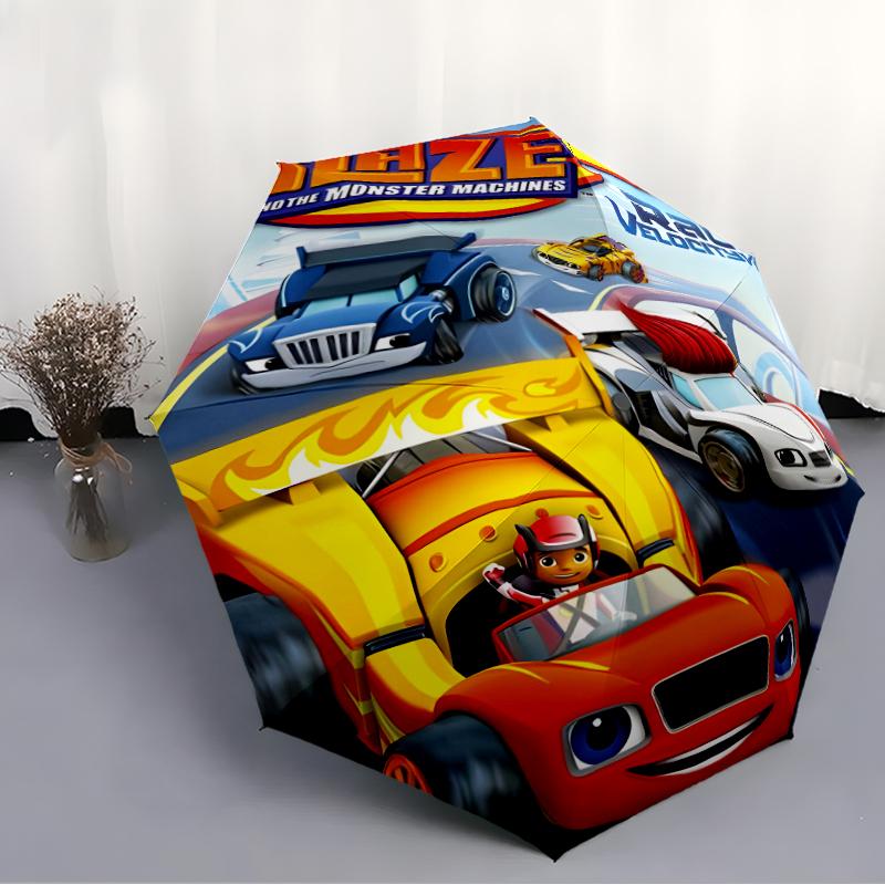 1pc Blaze and the Monster Machines (4) Umbrella, Sun Protection, And UV Shielding. It Has Eight Sturdy Ribs for Outdoor Use And Perfect Gift