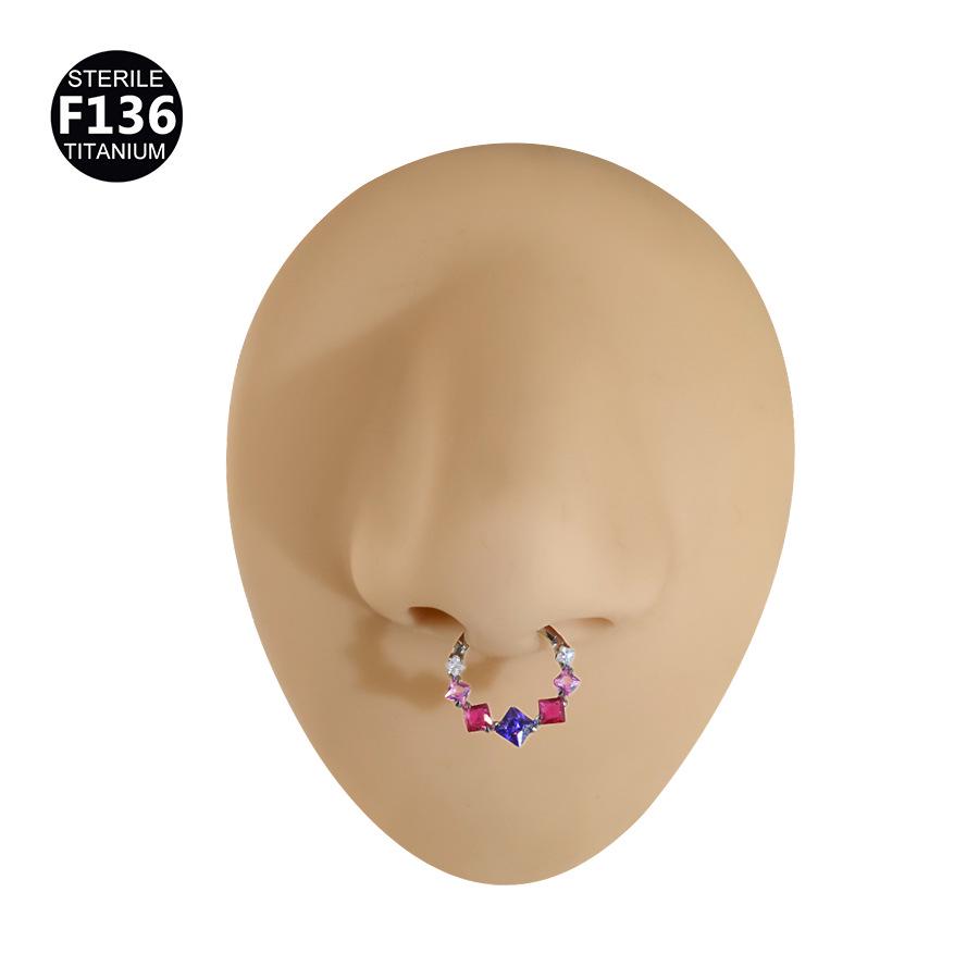 1.2mm Thick Titanium Alloy Zircon Nose Ring with 8-10mm Inner Diameter