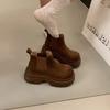 Thick-soled heightening and velvet warm high-top cotton shoes women's new versatile elastic short boots in autumn and winter