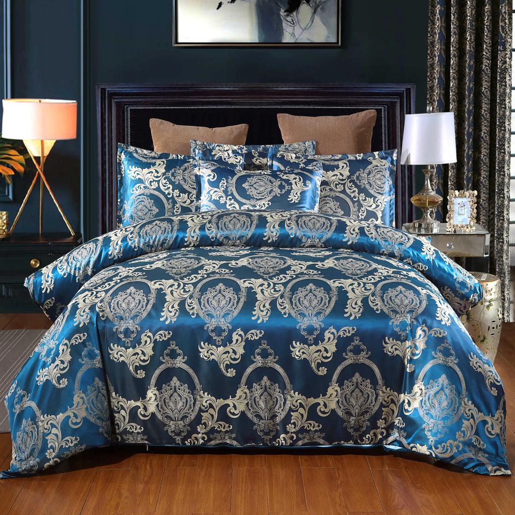 2/3 st Set av Ljus Lyx Sängkläder Hemtextil Europeisk Satin Jacquard Sängklädesset Påslakan Örngott Juego De Ropa De Cama