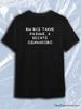 Black Crew Neck Short Sleeve T-Shirt with White Russian Text Vy Vse Raznye