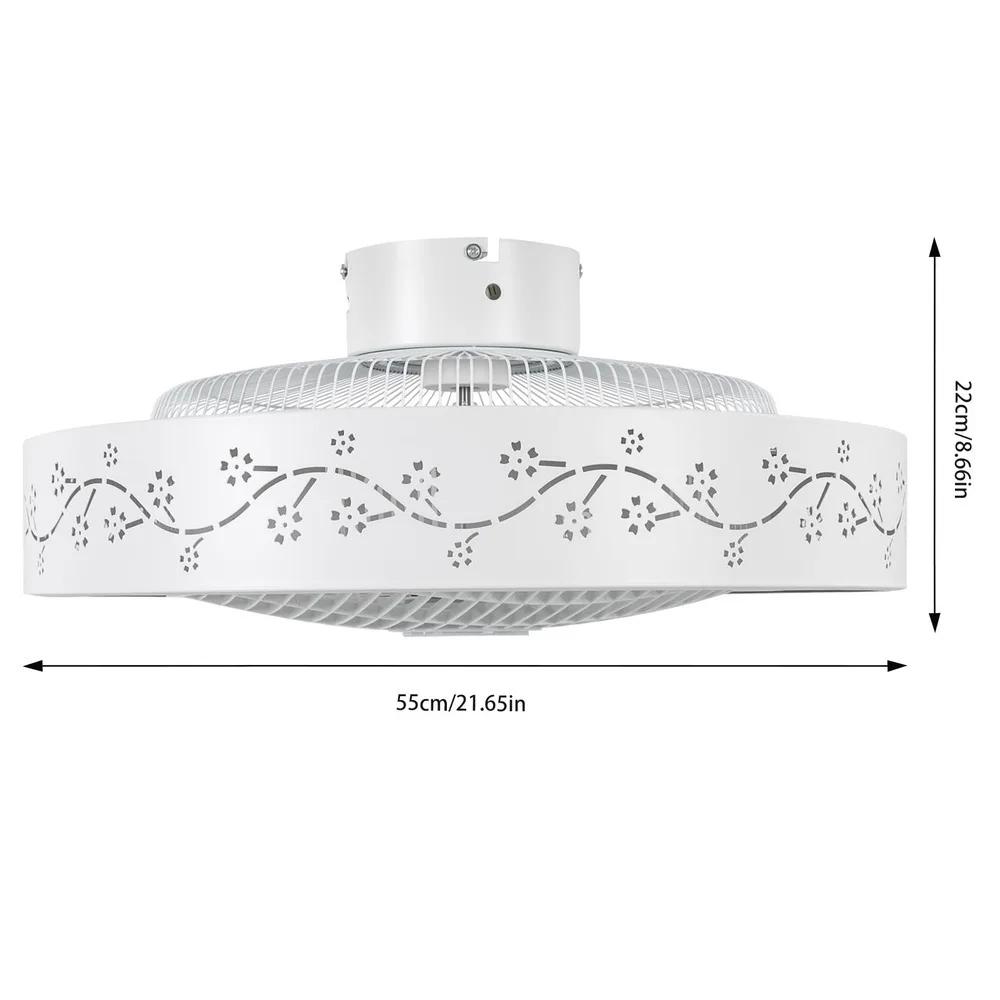 Bymaocar 22in Dimmable Ceiling Fan Light 3 Colors Modern Semi Flush Mount Low Profile Light Remote & Smart APP Control Lighting