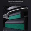 Vehicle Trunk Cargo Bin Leather-Look Foldable Storage Box with Divider, Lid, and Side Handles for Groceries and Tools