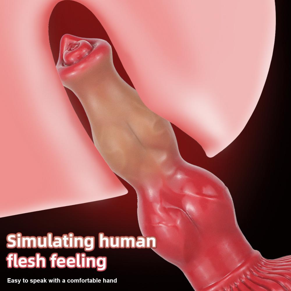 Double Knot Dog Dildo - Liquid Silicone Animal Penis for Anal & Vaginal Play, Realistic Cock with Suction Cup - Adult Toy for Women & Couples