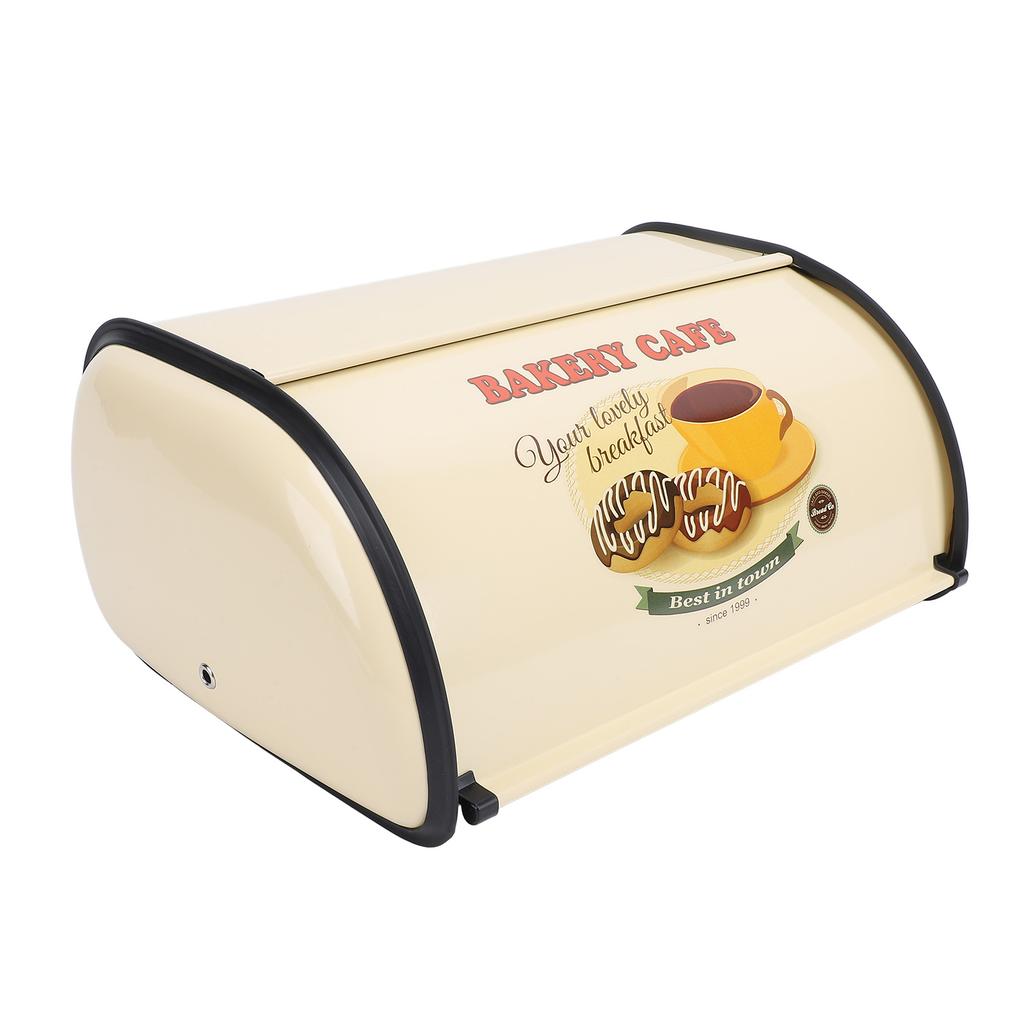 Bread Box Exquisite Elegant Drum Type Metal Bread Storage Bin for Bread Cake Doughnut Biscuit Food Tableware Champagne