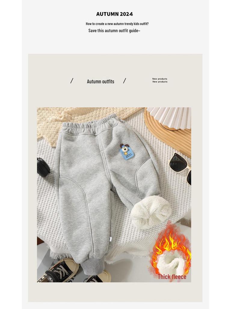 New Fleece-Lined Children's Pants: Cozy Autumn/Winter Sweatpants and Joggers for Boys and Girls