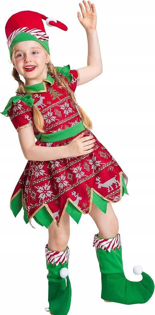 Santa Claus elf costume Christmas carnival disguise 8-10 years old ikali