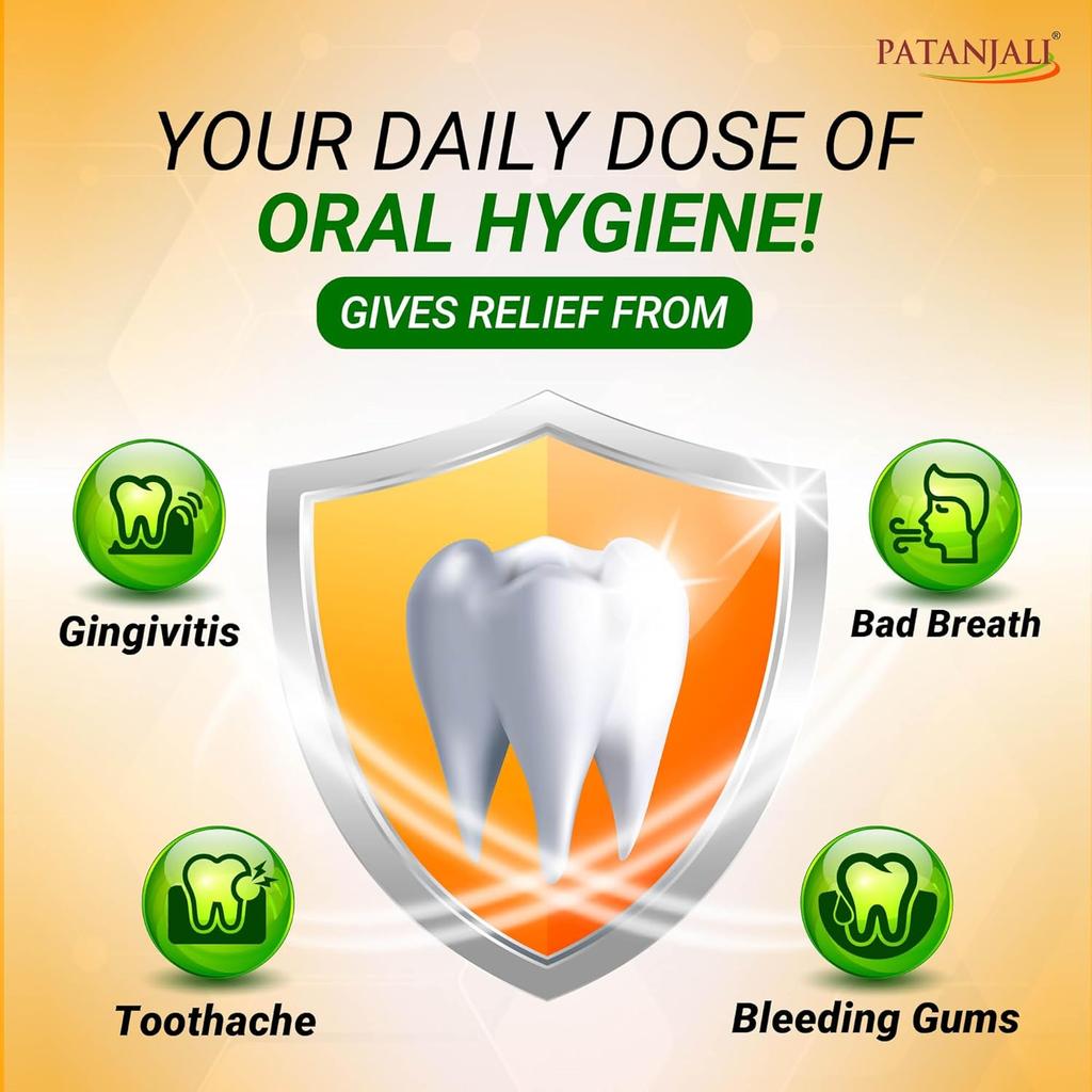 Patanjali Toothpaste Regular 200g Pack of 1 Natural Herbal Dental Care Fresh Breath Gum Protection