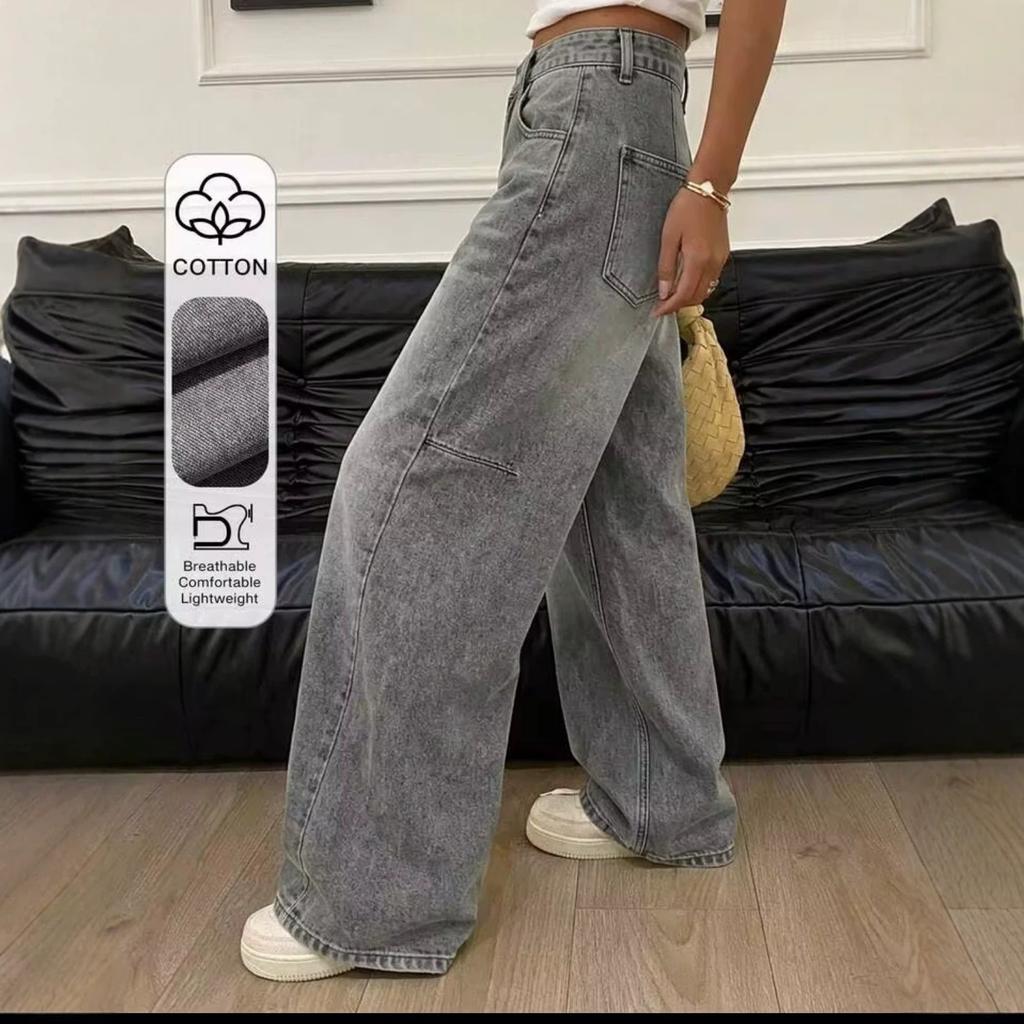 High Waist Straight Jeans Damen Locker Lässig Denim Hose Tägliche Straßenhose