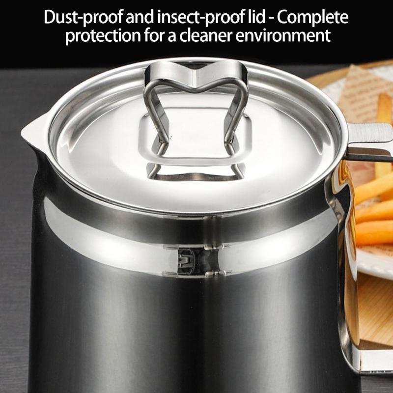 Lebensmittelechte Öl-Abtropfkanne Mit Abnehmbarem Deckel Und Frittierkorb Langlebiges Küchenwerkzeug Für Zuhause Restaurant