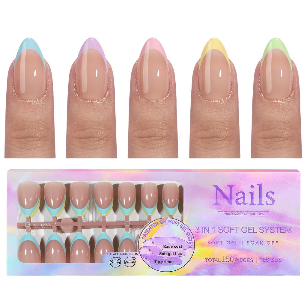 French Tip Falsche Nägel Abnehmbare Aufdrücknägel Vollabdeckung Falsche Nägel Künstliche Falsche Nagelspitzen Manikürzubehör