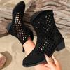 Spring and Autumn New Large Size Hollow Breathable Martin Boots Short Low Heel Sleeve Martin Boots Spot Women's Boots