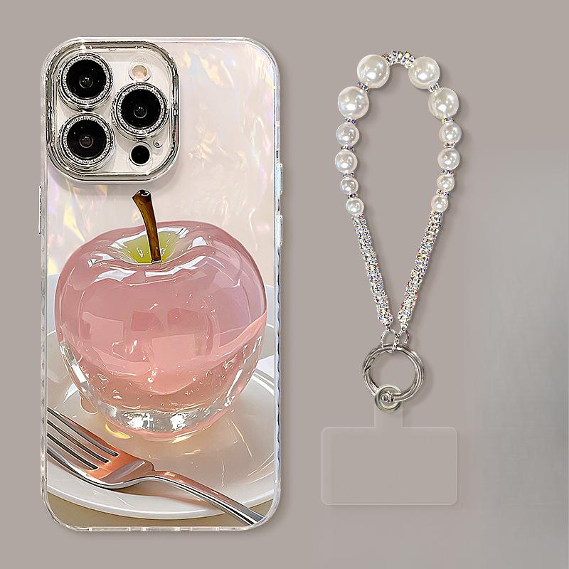 

Хрустальный браслет-яблоко, подходит для чехла для мобильного телефона Apple 13, Huawei Mate70pro, передовой сенсор 16/15 для девушек iPhone 16 Pro Max