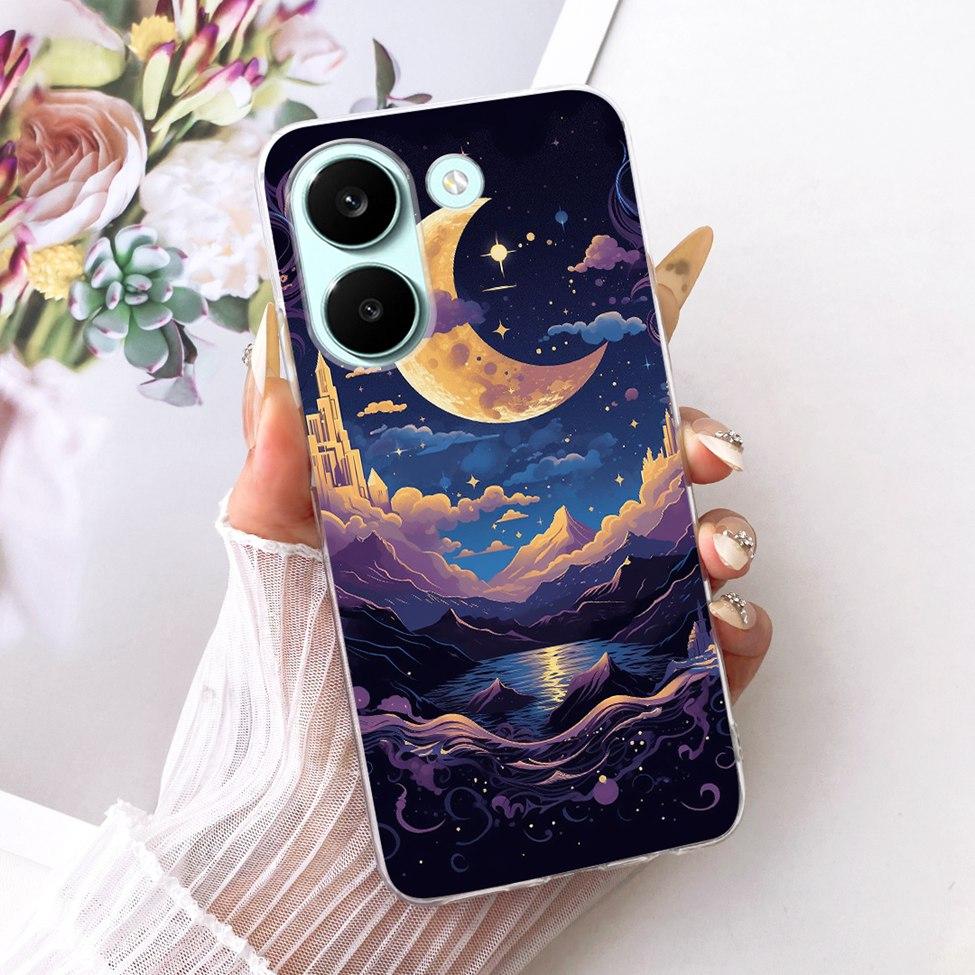 6.59'' Case For Xiaomi Poco X8 Pro 5G Cover Transparent Fashion Flowers Cute Cat Cool Painted Soft Casing 2511FPC34G