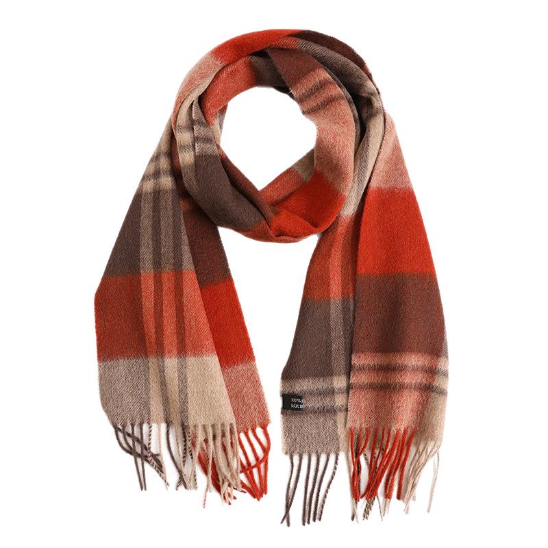 Hong Rong Unisex Wool Plaid Scarf - Warm for Autumn/Winter