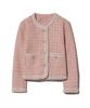 Vivabrown 85-Vivaj050 Line Point Crop Tweed Jacket Pink