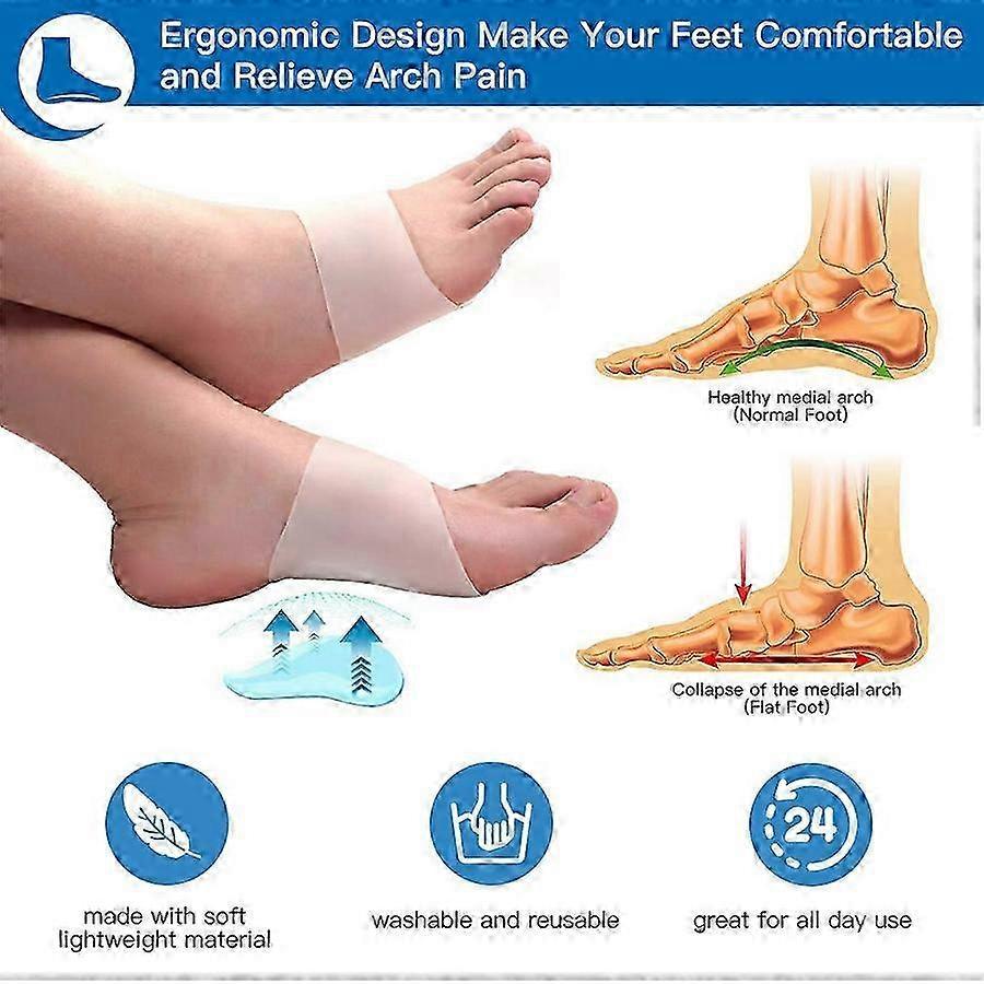 Ensemble de support de voûte plantaire en gel, 2 paires de manchons/semelles pour fasciite plantaire pour pieds plats, Souple réutilisable Si