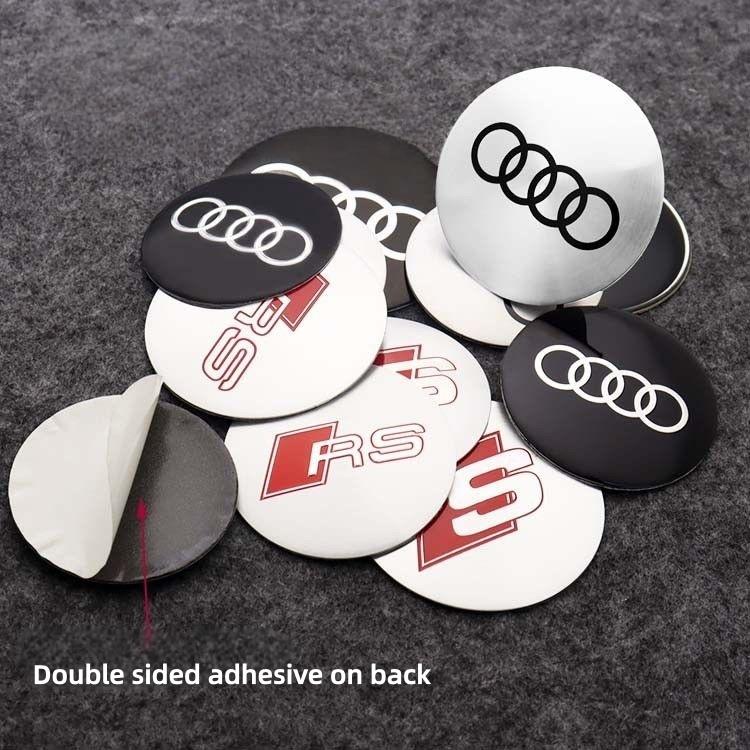For Audi A856/60/65/70/75mm Car Badge Wheel Center Cover Stickers Hub Caps Decal For Audi A3 A4 A6 A7 A8 Q3 Q5 Q7 S3 S4 S5 S6 RS3 RS4 Sline