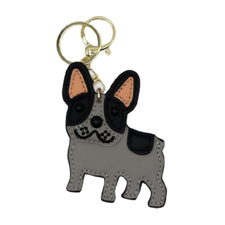 Bulldog Key Holder for Car Keys and Bags PU Leather Keychain Animal Lover Keyring Pendant Stylish Backpack Decoration