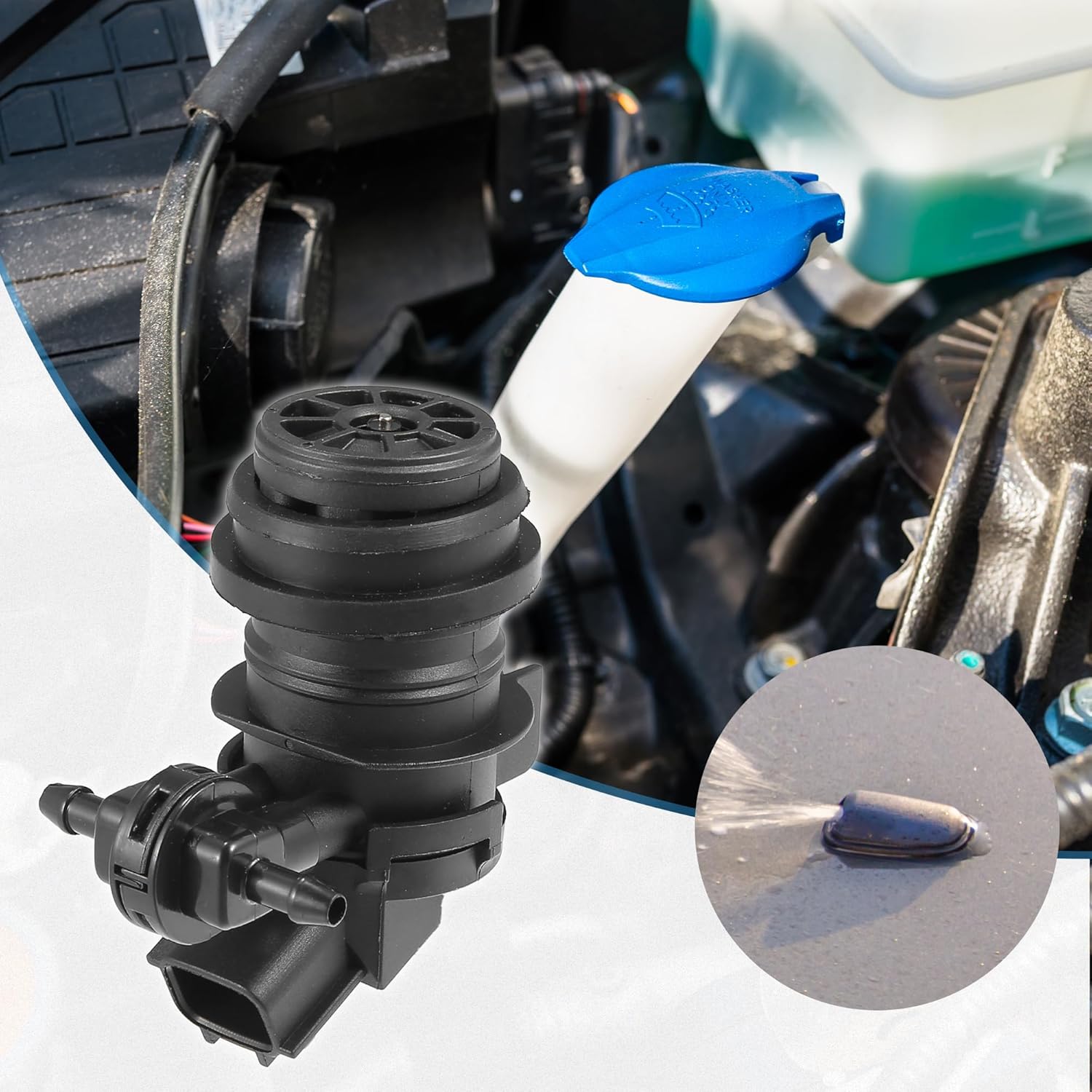 ACROPIX Windshield Washer Motor Pump Fit for Toyota RAV4 - Pack of 1 Black