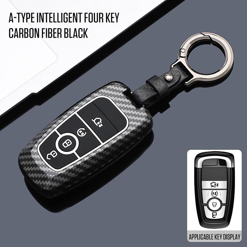 Style Fibre de Carbone ABS Pour Ford Fusion Mondeo Mustang Explorer Edge EcoSport pour Lincoln MKC MKZ MKX Housse de Protection pour Clé de Voiture à Distance