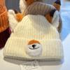 Cartoon Design Pullover Hats Thickened Winter Beanies Y2K Fox Ears Beanies  for Women and Men