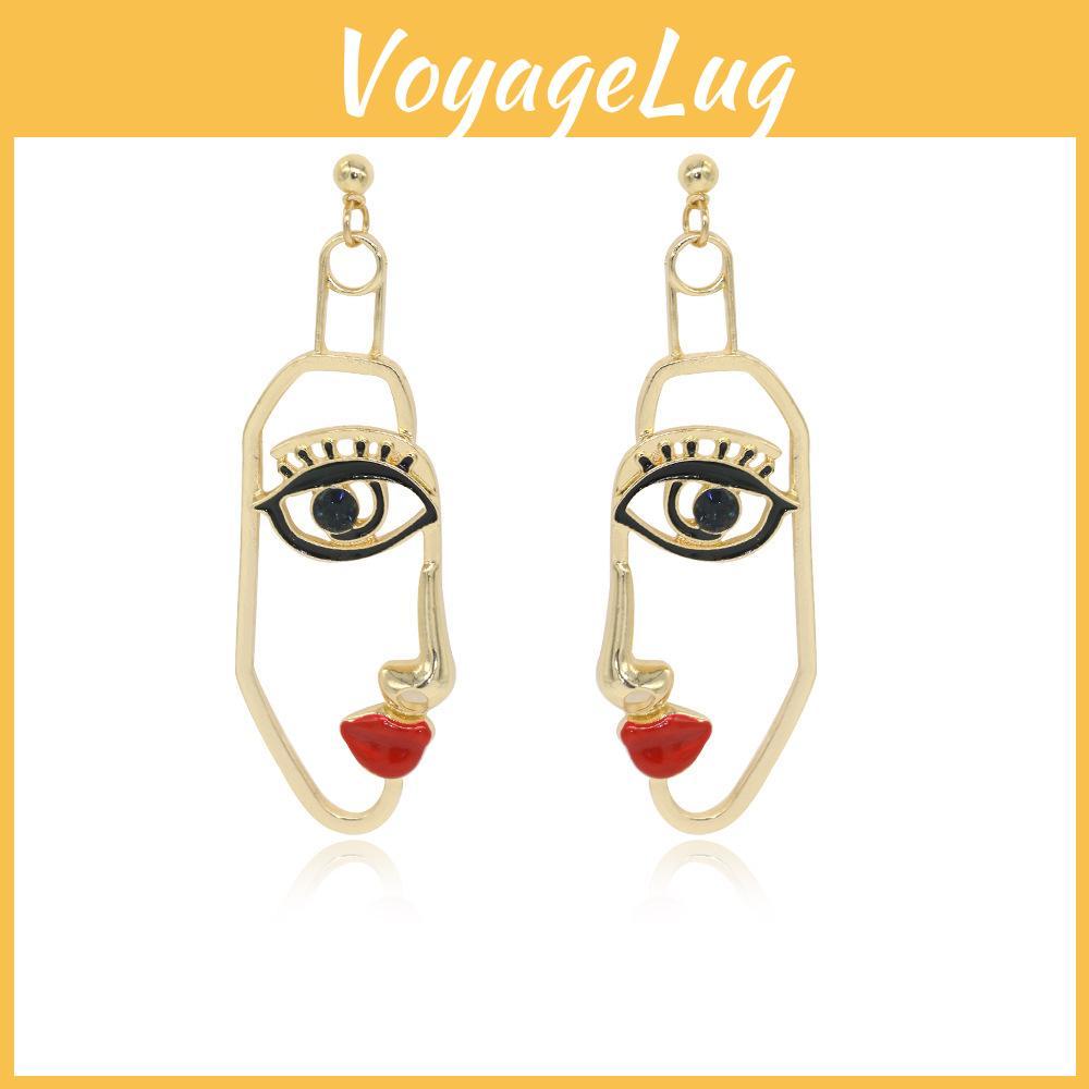 Stylish Alloy Human Face Earrings With Eye And Lip Details Perfect For Gifts