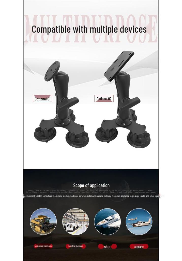 3U Film & TV Equipment Bracket: Tablet Stand with 1.5-inch Ball Head Vacuum Suction Cup.