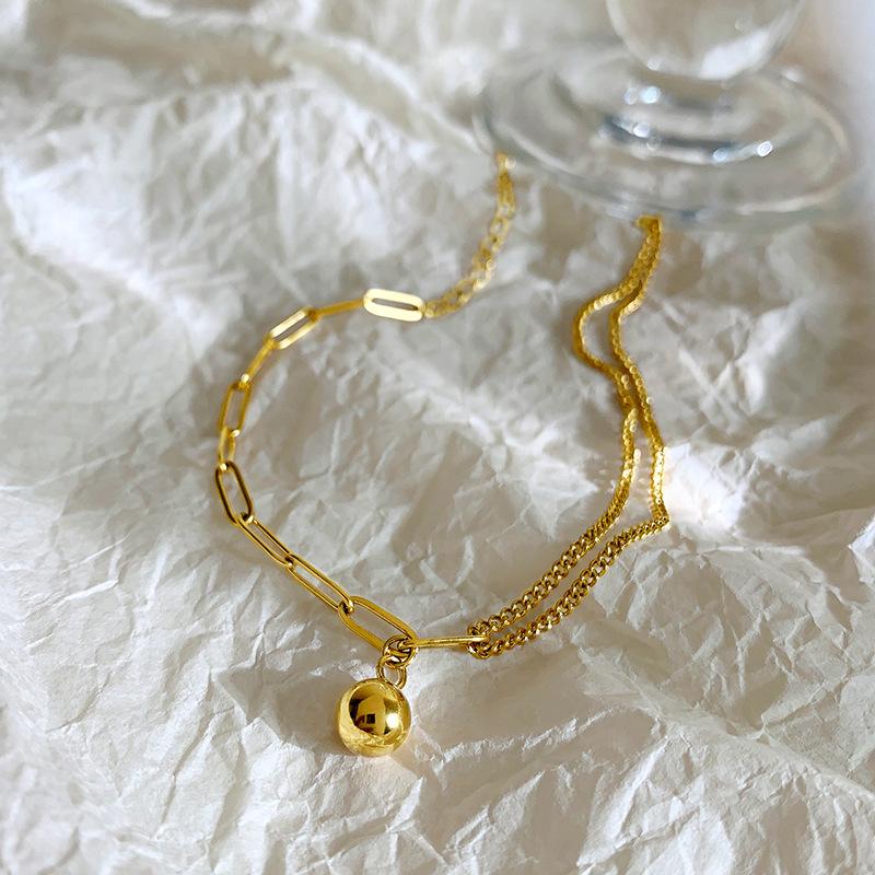 Summer INS Trend Gold Ball Splicing Chain Anklet for Women 18K Gold Plated Non-Fading Light Luxury High-End Jewelry