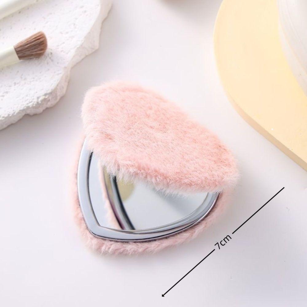 Mini Pocket Travel Handheld Mirror Double-sided Cosmetic Mirror New Plush Makeup Mirror Student