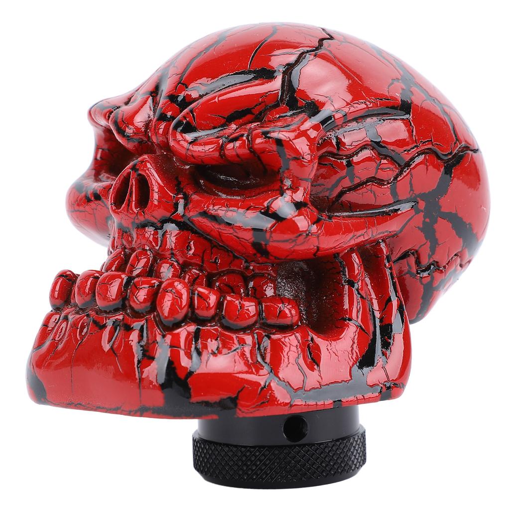 Skull Shift Knobs Resin Comfortable Grip Samurai Skull Shifter Handle Knob with 3 Adapters for Most Manual Transmissions Car Red