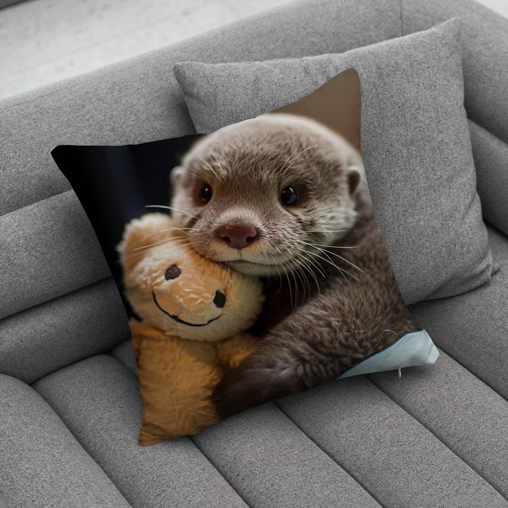 Cute Otters Pillow Case Pillowcase Home Sofa Cushions Car Cushions Pillowcover Office Pillowshell Pillow